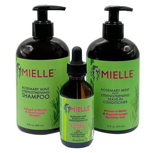 Mielle Organics Rosemary Mint Blend Infused with Biotin & Encourages Growth Hair Products for Stronger and Healthier Hair and Styling Bundle Set 3 PCS