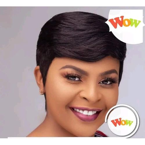 Human hair black pixie wig _plus free gift