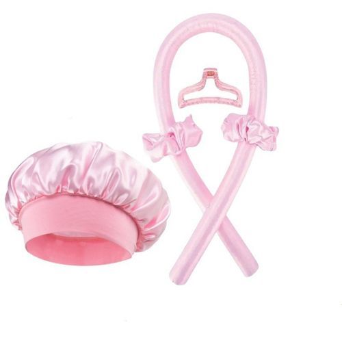 5pcs Ensemble De Fer à Friser Sans Chaleur,fer à Friser+bonnet De Douche+bandeau+épingle à Cheveux