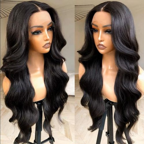 Fashion Idol Human STYLE ICON Nature Lace Body Wave Wig LORRAINE WIG 24" Nature Black Wig Lace Human Nature Hair Wig For Women
