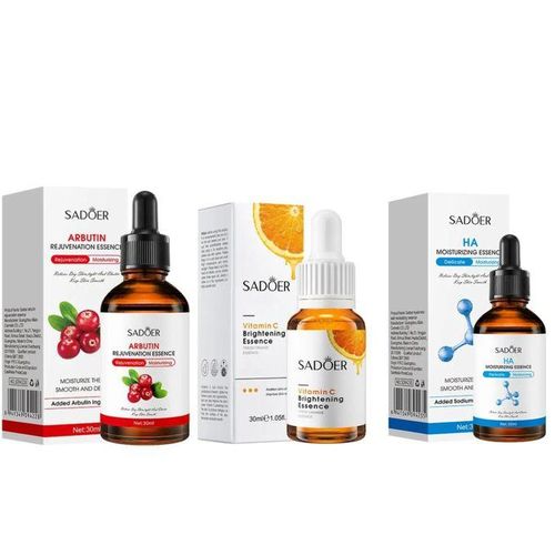 SADOER 3 in 1, Arbutin Rejuvenation Essence + Vitamin C Brightening Essence + Hyaluronic Acid Moisturizing Essence