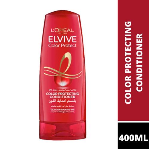 L'Oréal Elvive Colour Protect (UV Filter) Conditioner, with Red Poeny and UV Filter, Nourishes, Revives and Protects, Suitable for Coloured or Higlighted Hair – 400 Ml