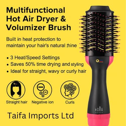 One Step Hot Air Brush Dryer & Volumizer – 3 Heat Settings, Frizz-Free Blowouts for All Hair Types