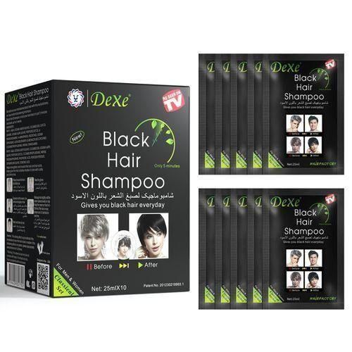 Dexe Black Hair Shampoo (Natural Black) One Box = 25ML X 10 Sachets