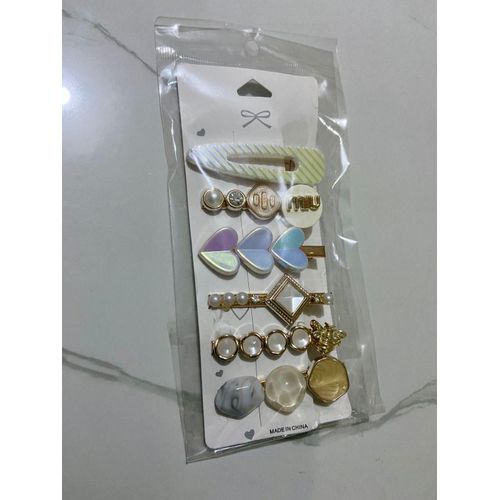Hair Clips Elegant Women’s Hair Clip Set – 6-Piece Assorted Set with Pearls, Gemstones & Gold Accents