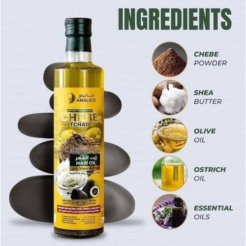 AMALICO Chebe Tchad Natural Hair Growth Oil with Shea Butter – 250ml