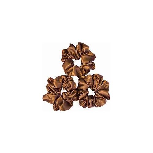 3pc Brown Satin Scrunchies