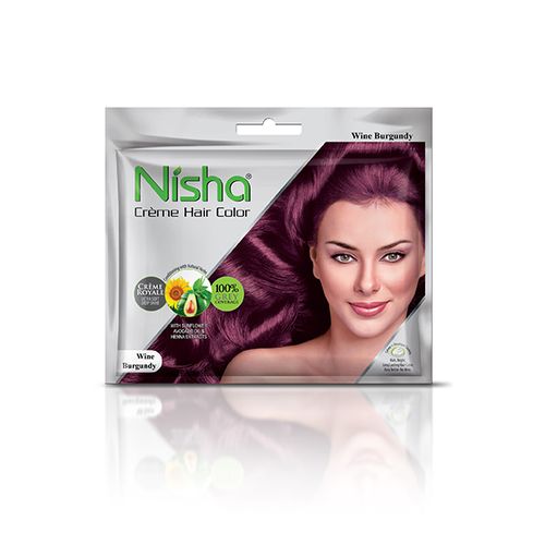 Nisha Crème Hair Color Wine Burgundy (20gm+ 20ml) Pack Of 8