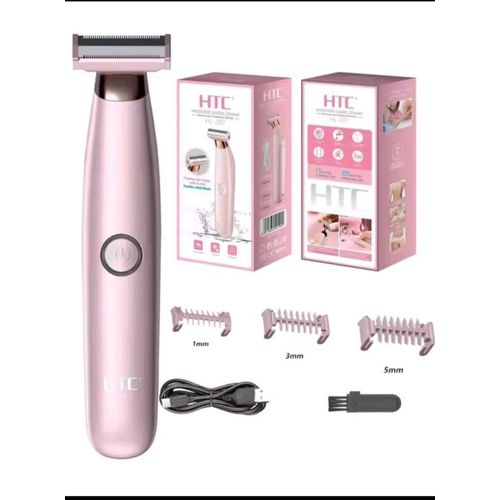 High Quality 5W HTC Women's Electric Groin Hair Trimmer,Pubic Hair Trimmer,Body Grooming Clipper,Women Bikini Epilator Rechargeable Shaver Razor -Pink