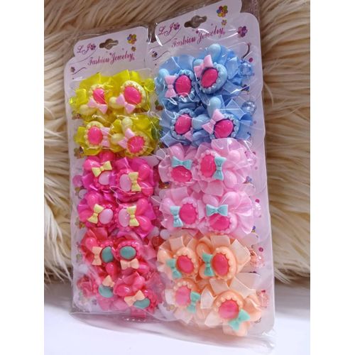 Insta Fashion Jewelry 12 PCs Colorful Pony Tail Hair Bands / Hair Ties