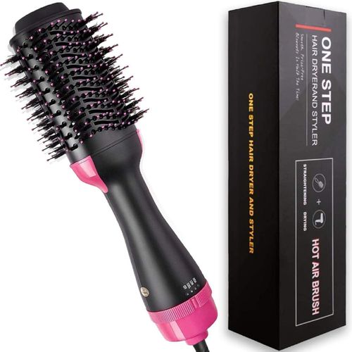 1000 Watts Hair Dryer and Volumizer, Hot Air Brush, 3 in1 Styling Brush Styler, Negative Ion Hair Straightener Curler Brush for All Hairstyle
