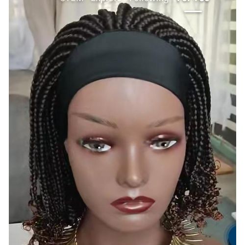 Short headband braided curly wig
