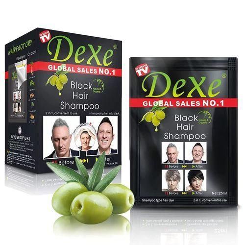 Dexe Natural Instant Black Hair Dye Shampoo For Gray Hair For Men & Women-Black Color