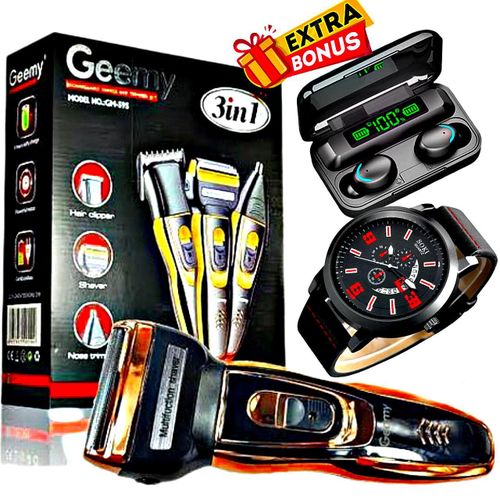 Geemy Rechargeable 3 in 1 Hair Shaver // Oraimo F9 Earpod // Men Watch