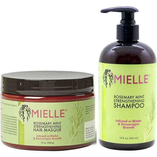 Mielle Organics Rosemary Mint Strengthening Hair Masque & Strengthening Rosemary Mint Blend Shampoo PLUS A Free Silicon Shampoo BRUSH.