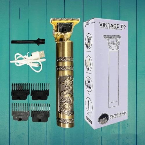 Vintage Metallic Men Beard Rechargeable Hair Cutting T9 Hair Clipper Trimmer Shaver