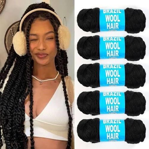 Brazilian Hair 5pcs 100% Brazilian Wool Hair Twist/Faux Locs