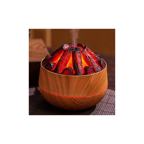 Mini Campfire-Inspired LED Humidifier & Aroma Diffuser – Wood Finish, Mist Effect, Mood Lighting