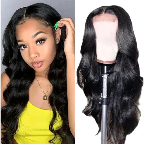 Fbk Women Hair Ladies Body Wave Black Long Curly Synthetic Wigs