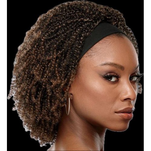 Brown Short Soft Curly Headband Wig