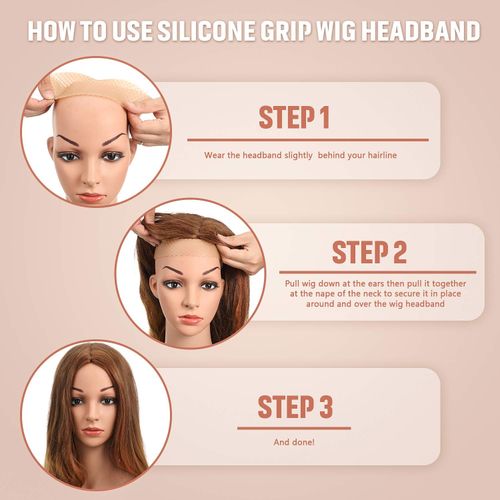 2PCS Silicone Adjustable Grip Wig Band -LightBrown