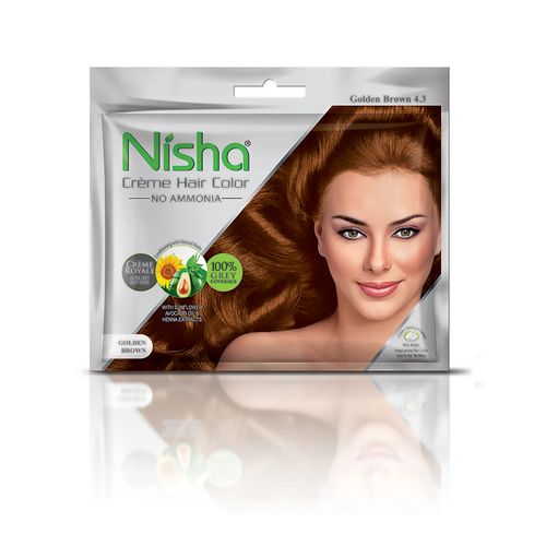 Nisha Creme Hair Color 4.3 Golden Brown 20gm+ 20ml (Pack Of 8)