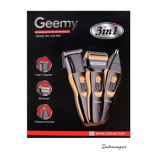 Geemy ProGroom 3-in-1 GM-595 Rechargeable Grooming & Clipper Set