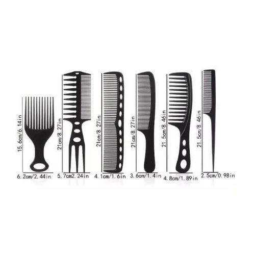 6 Piece Anti-Static Comb Set, Black