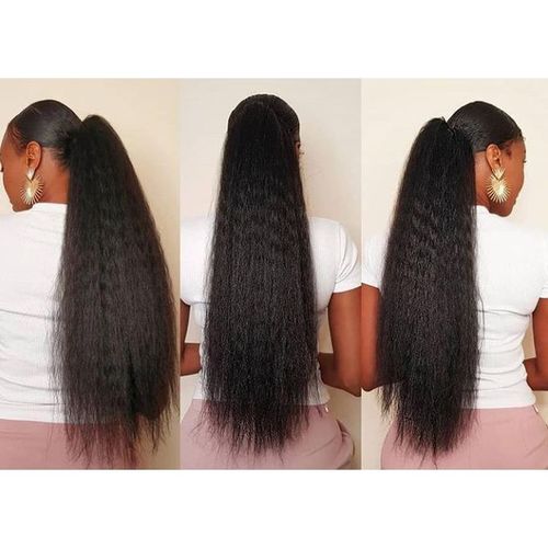 Long Kinky Drawstring Ponytail Semi Human Hair Extension
