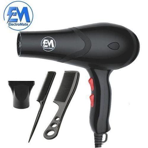 Electromate Professional Blow Dryer – 2200W Comes with Accessories – Includes 2 styling combs and 2 different blowdry caps for versatile use.