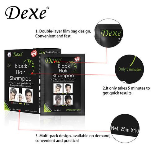 Dexe Black Hair Color Shampoo (2 Sachets)