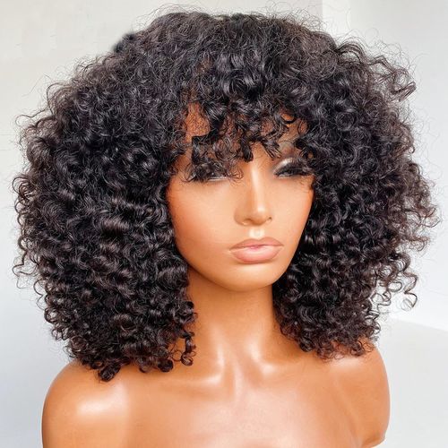 Brazilian Short Kinky Curly Bob Human Hair Wig - Natural Color