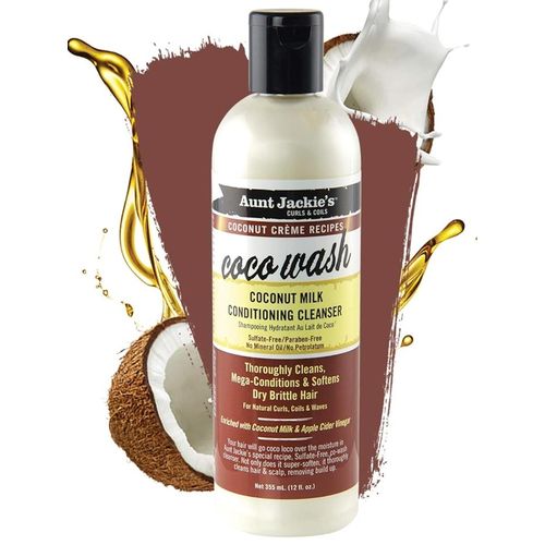 Aunt Jackie'S Coco Wash Coconut Milk Conditioning Cleanser, Cleans, Conditions and Softens Dry Brittle For natural Curls,Coils & Waves