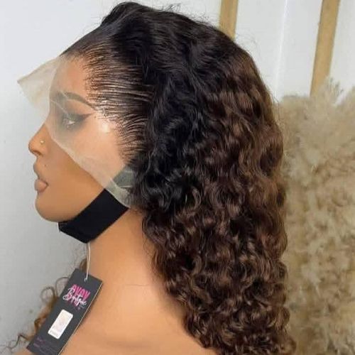 pure frontal human hair water curl wig