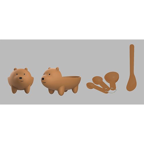 Miniso We Bare Bears Face Mask Mixing Bowl Set - Grizz
