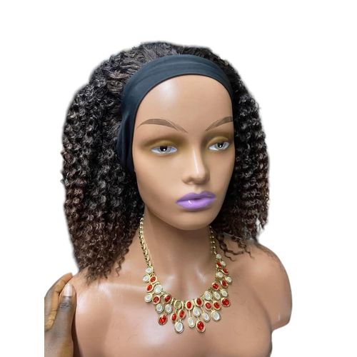 Semi human curly headband wig