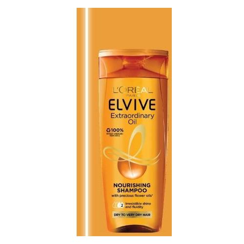 L'Oréal Elvive Extra Ordinary Oil Nourishing Shampoo, Enriched with 6 Micro Flower Oils, Irresistably Shine & Fluidity, Intense Nourishing for Very Dry Hair - 400ml