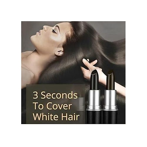 3 pcs Hair Color Touch Up Stick, One-Time Hair Dye Pencil Temporary Hair Lipstick Non-Toxic Hair Color Crayon Hair Color Touch-Up Black