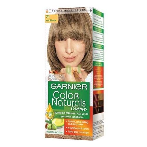 Garnier Color Naturals Fr/gb/ar 7.1 (Ash Blonde) Nourishing Permanent Hair Color With 20% Nourishing Conditioner - 110ml