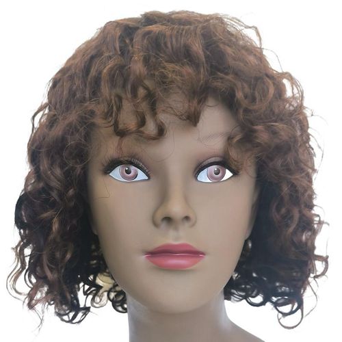 Fashion Idol STYLE ICON Brown Color DYP2/33/30 LUCERNE 10" Afro Curl Wig Human Nature Hair Wig Made-Machine Wig Human Nature Hair Wig For Women