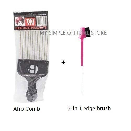 Metal Afro Comb + 3 IN1 Edge Brush