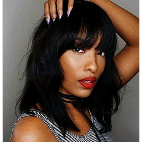 Fbk New wig women's fringe big wave long curly hair natural synthetic wigs for ladies