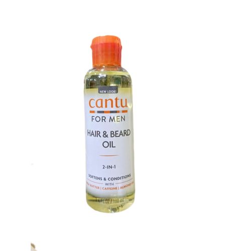 Cantu 2 in 1 Hair & Beards Mens Oil with Shea Butter ,Caffein & Almond Oil Softens-100 Ml