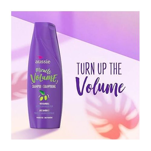 Aussie Miracle Volume Shampoo for Fine Hair, Plum & Bamboo, 360ml