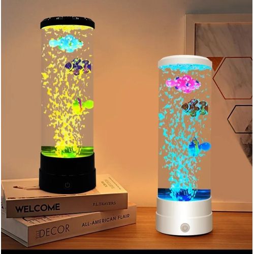 LED Bubble Fish Lamp Aquarium Night Light with Multi-Color Changing Light - 1.5L, Desk Decoration For Office Bedroom Living Room
