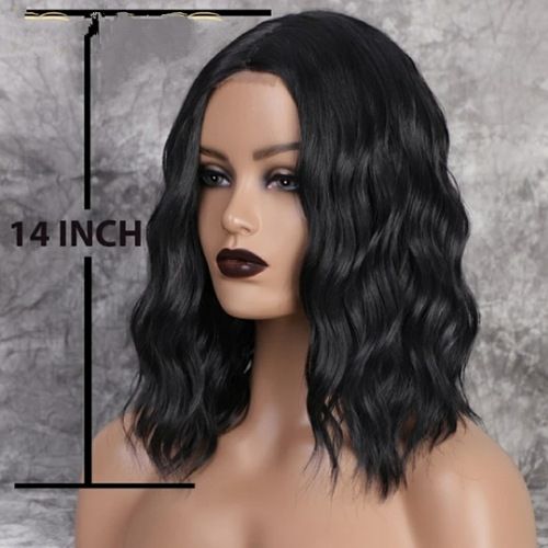 Wavy Middle Part Lace Wig - Black. + Free Wig Cap Inside