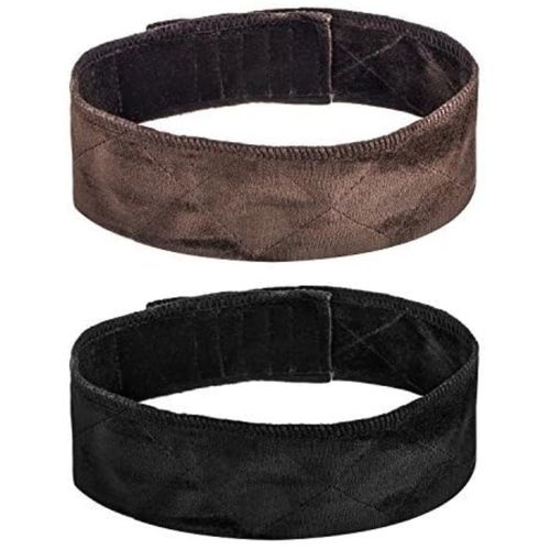 2 Pack Velvet Wig Band Head Hair Band Adjustable Fastern (Black and Brown)