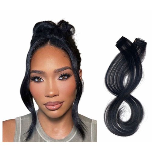 Emu Semi Human Hair Clip-In Side Bangs Extension - Black