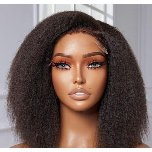 Fashion Classic Semi human 4 by 4 closure kinky hair wig