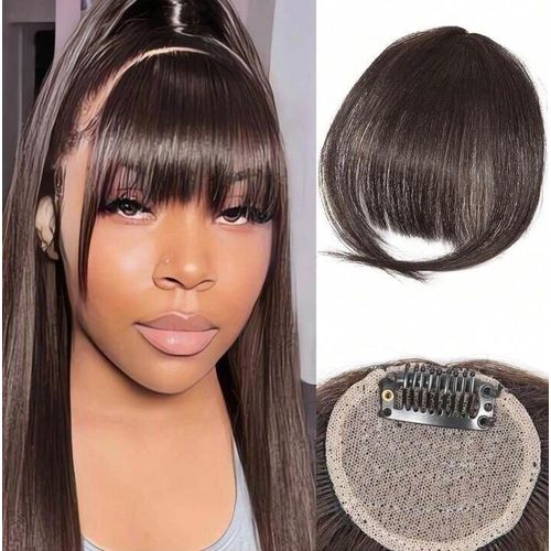 Emu Semi Human Hair Clip-In Air Bangs Extension - Dark Brown